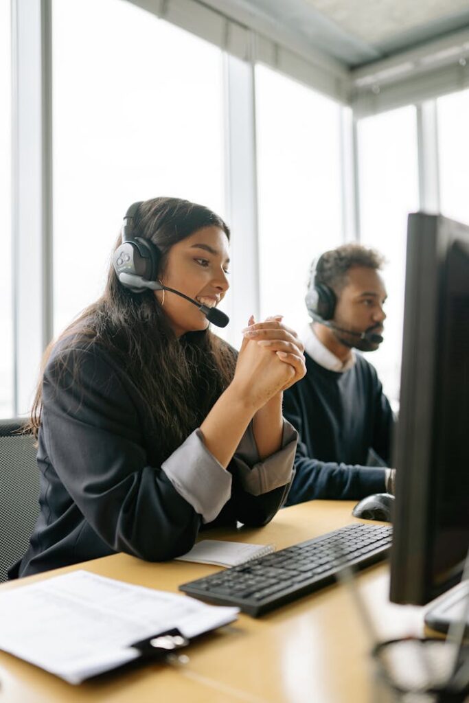 A Call Center Agent Talking to a Client